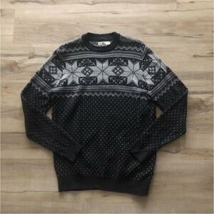 Aspen 5% Wool Blend Men's Grey Winter Snowflake Patterned Sweater